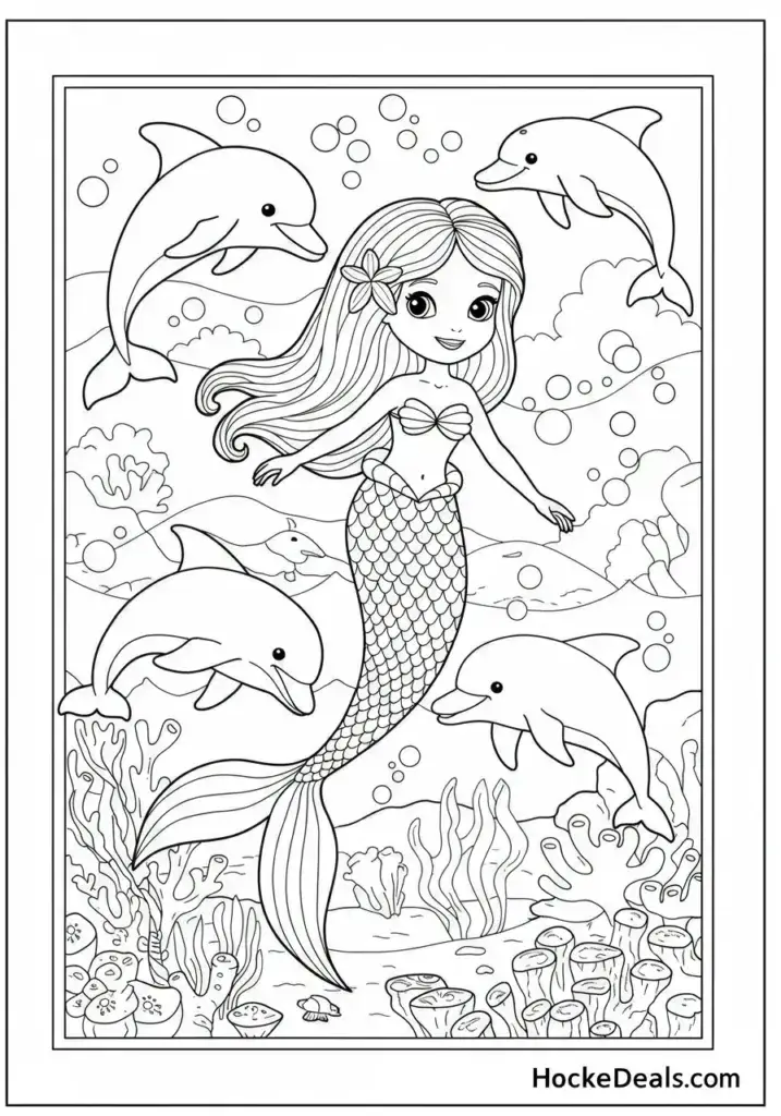 printable mermaid coloring page