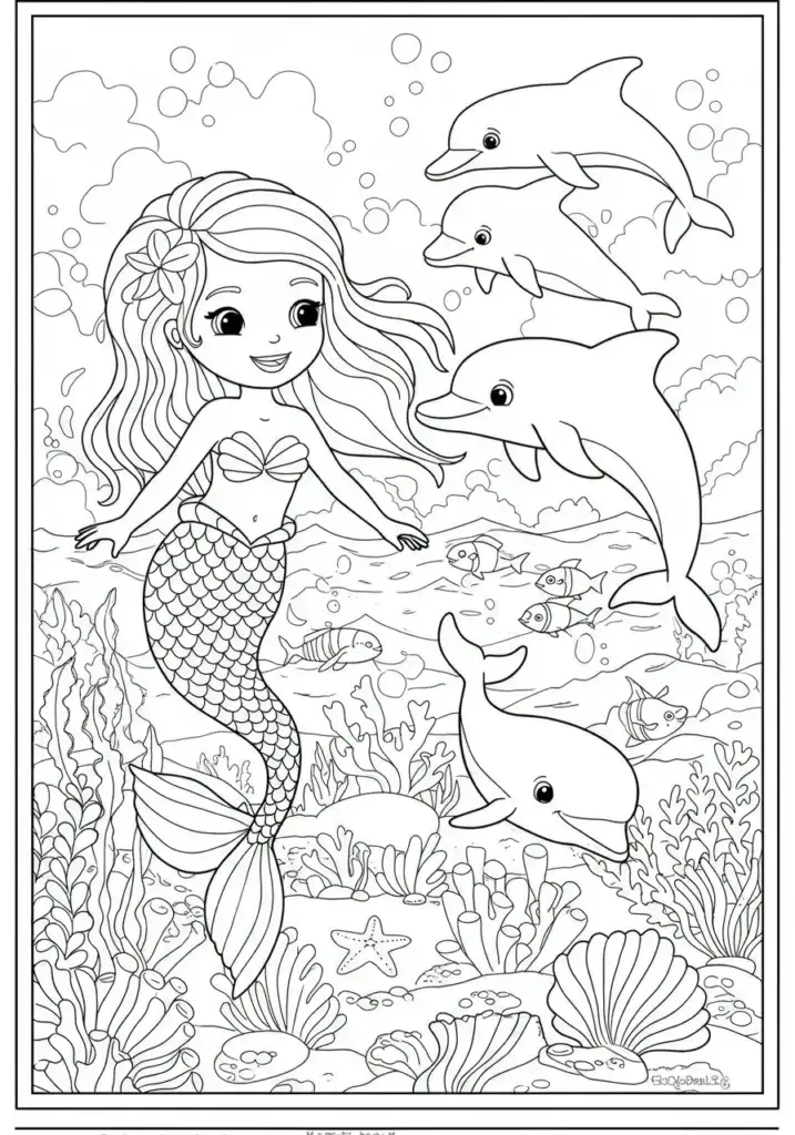 printable mermaid coloring page