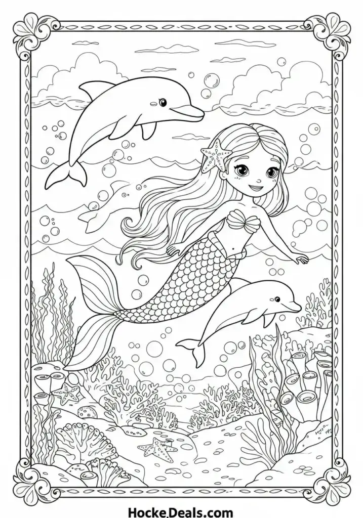 printable mermaid coloring page