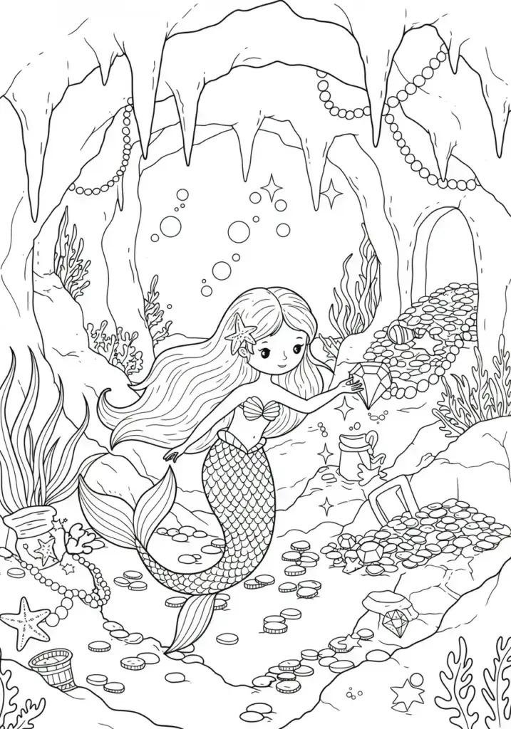 printable mermaid coloring page