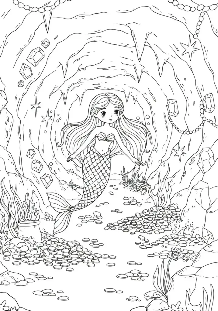 printable mermaid coloring page