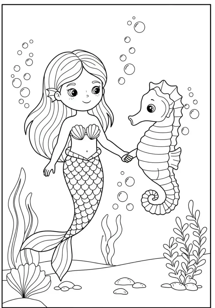 printable mermaid coloring page