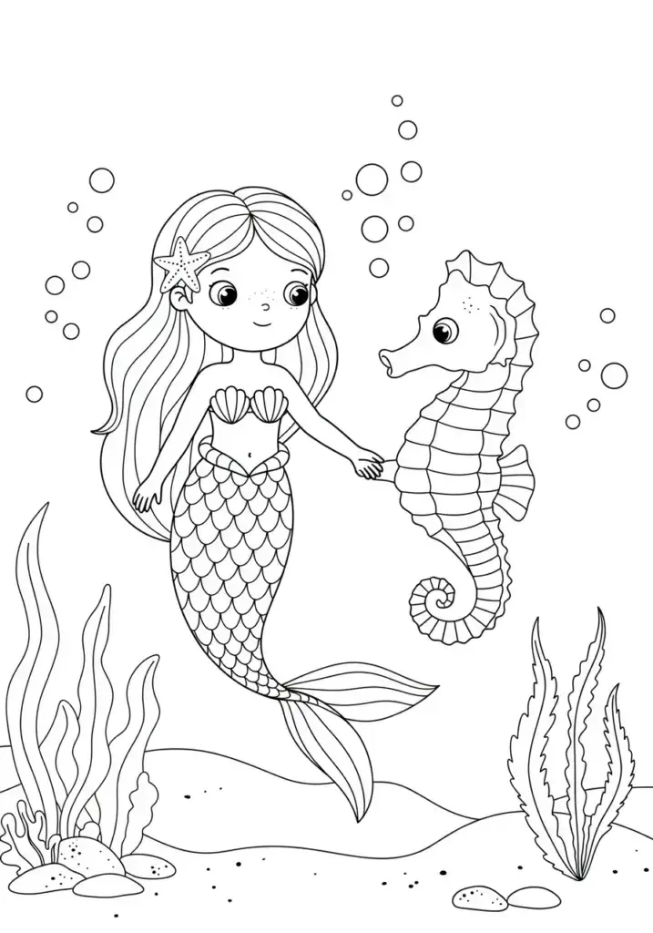 printable mermaid coloring page