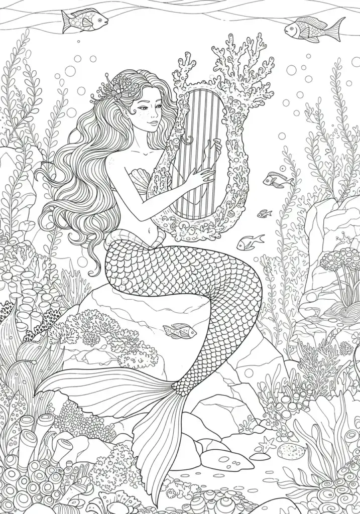 printable mermaid coloring page