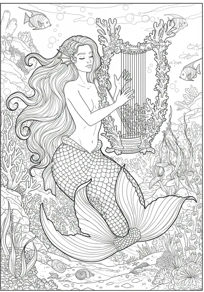 printable mermaid coloring page