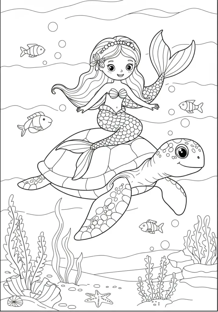 printable mermaid coloring page