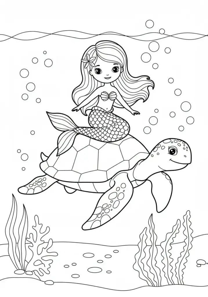printable mermaid coloring page