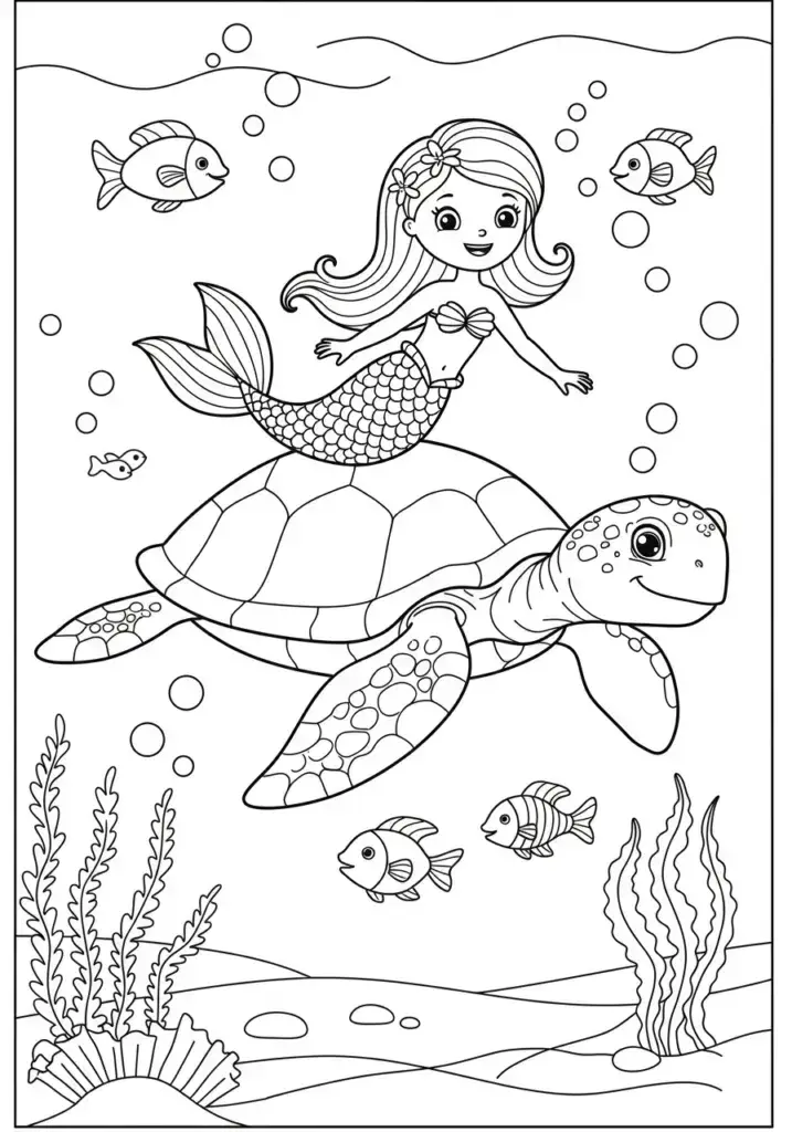 printable mermaid coloring page