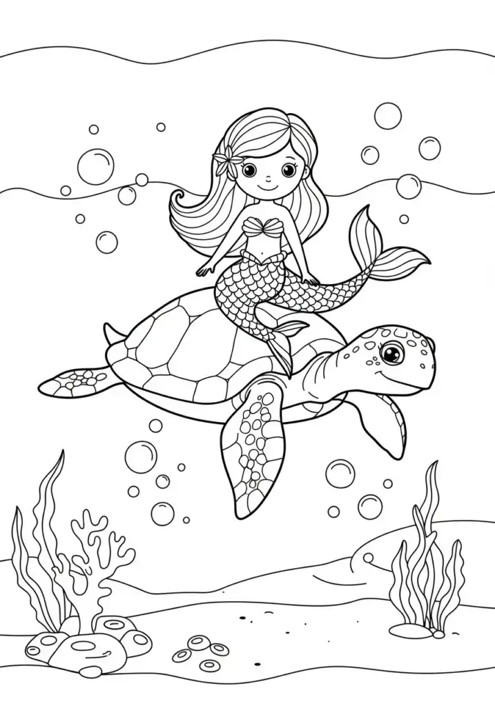 printable mermaid coloring page