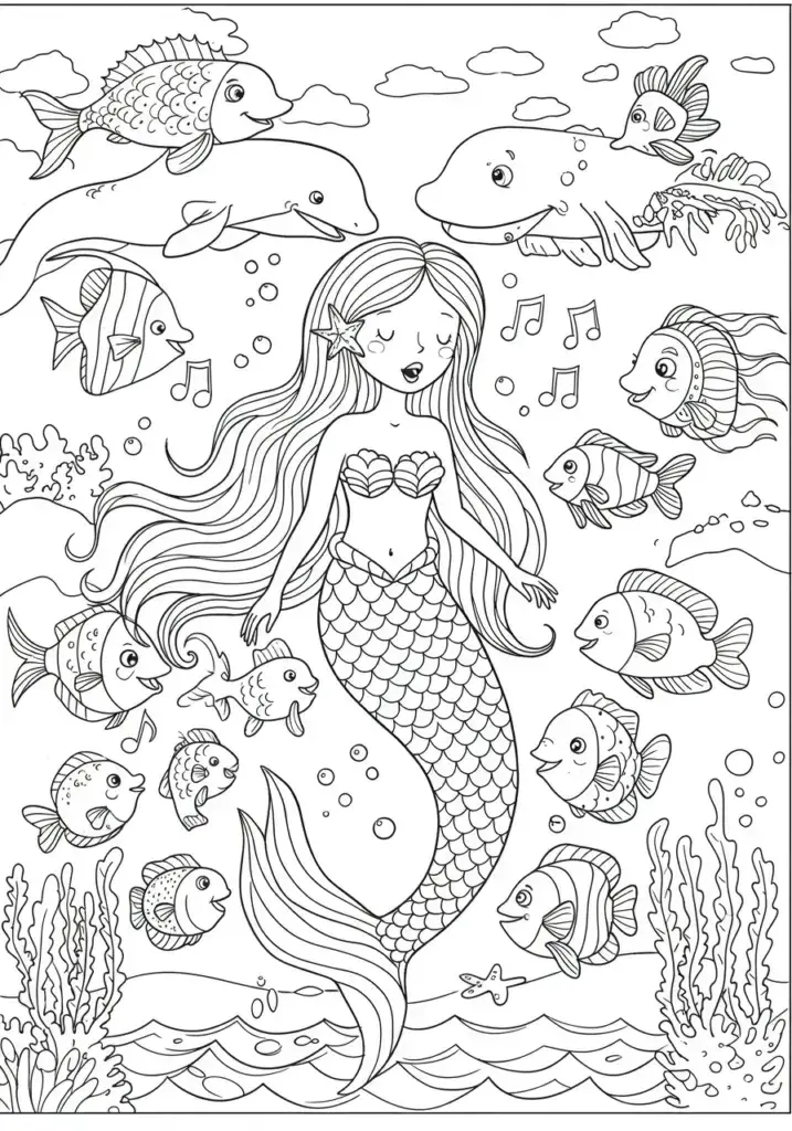 printable mermaid coloring page