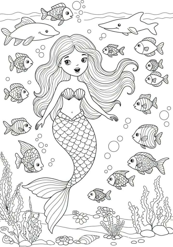 printable mermaid coloring page