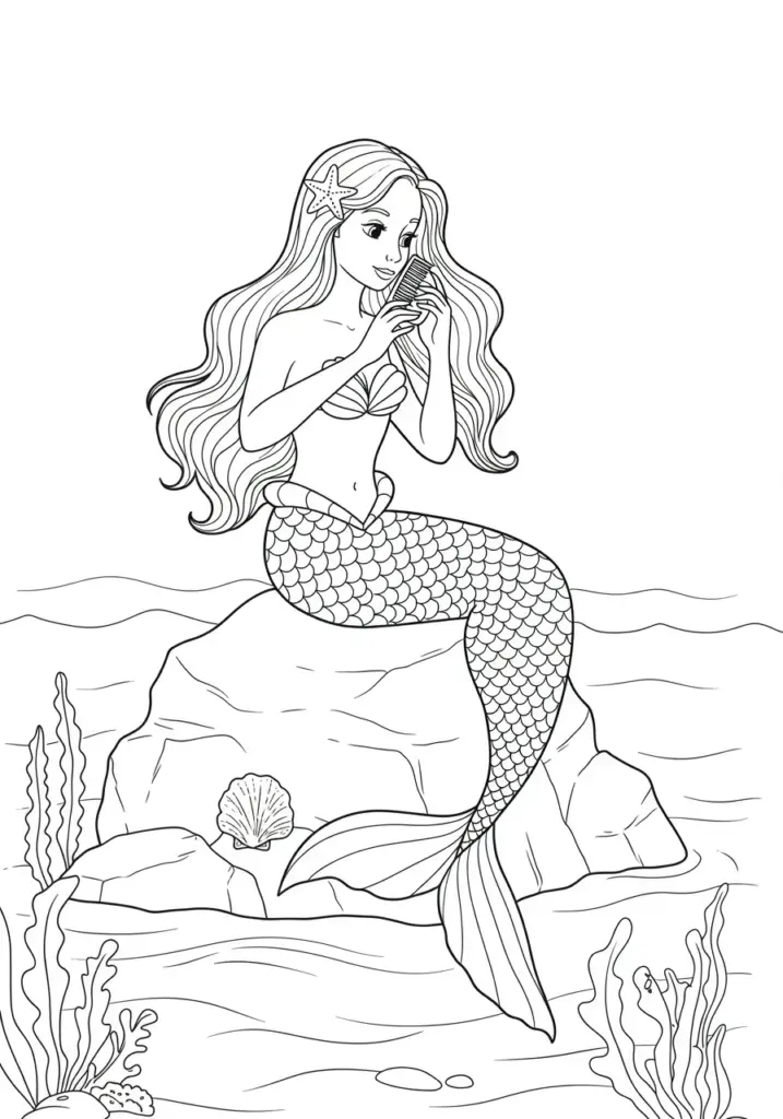 printable mermaid coloring page