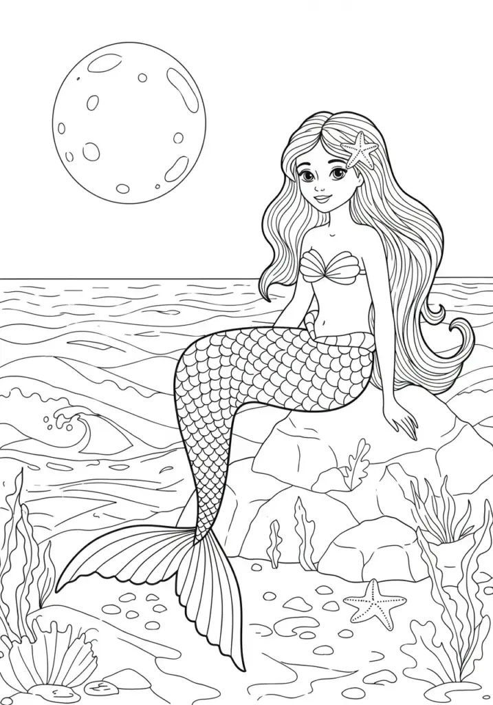 printable mermaid coloring page