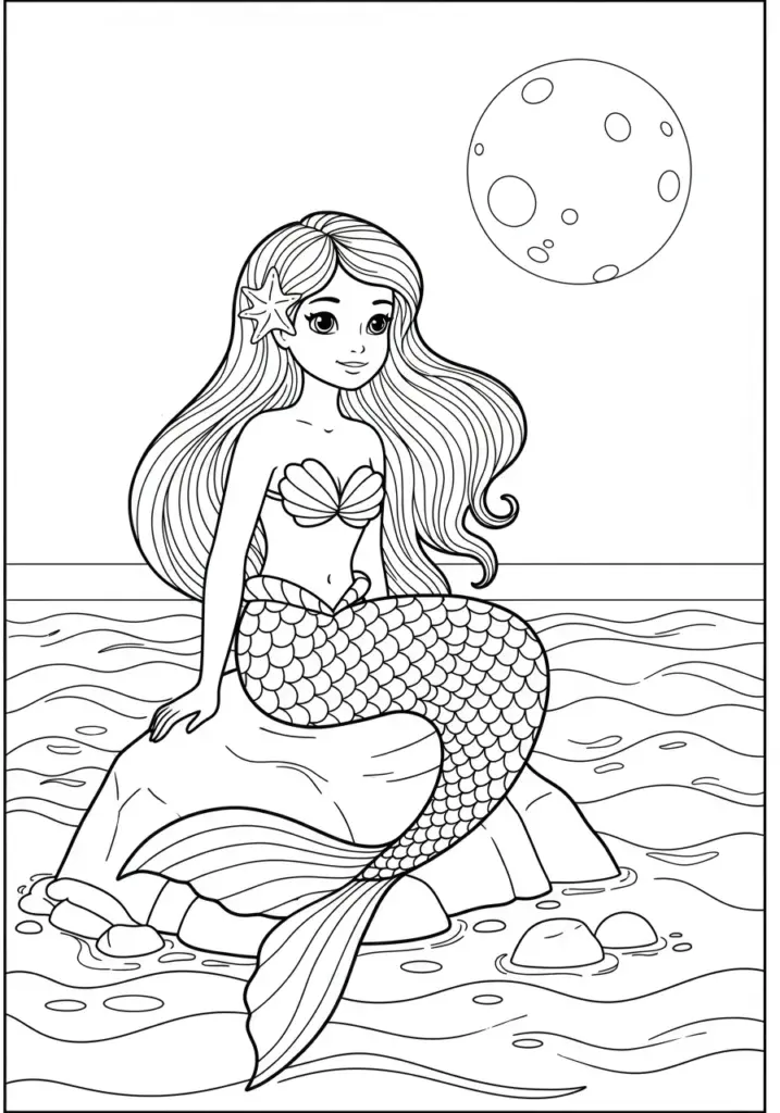 printable mermaid coloring page