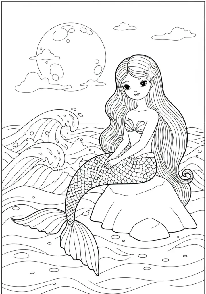 printable mermaid coloring page