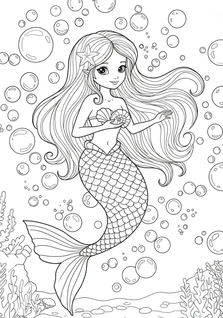 printable mermaid coloring page