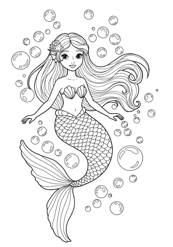 printable mermaid coloring page