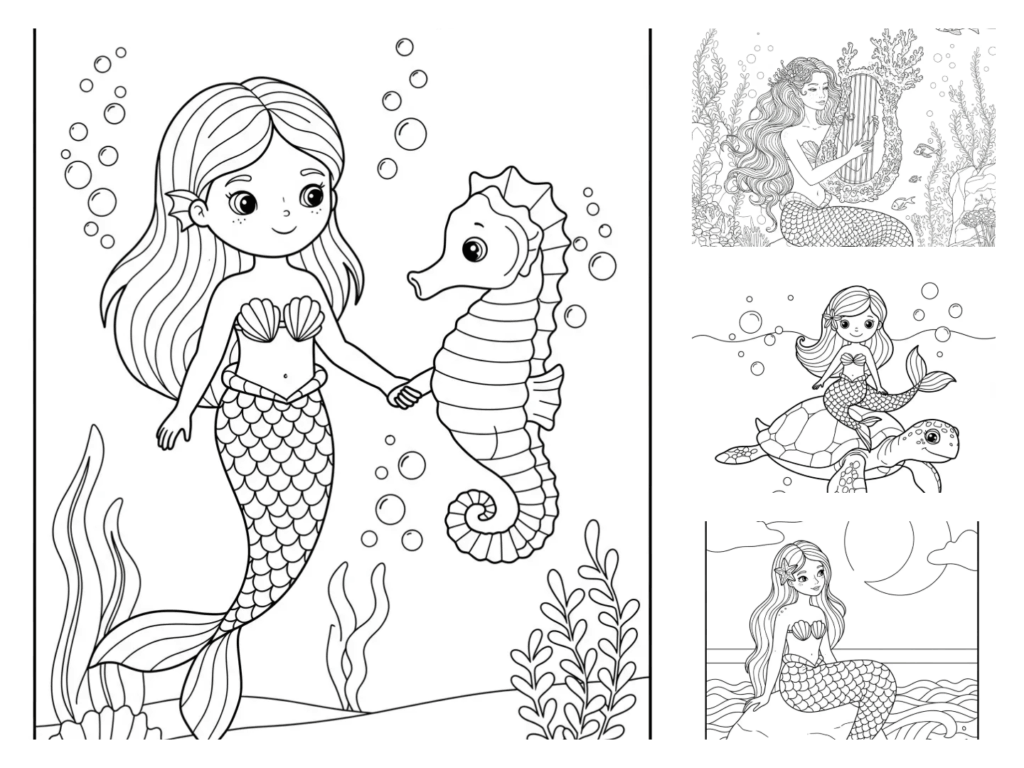 printable mermaid coloring page
