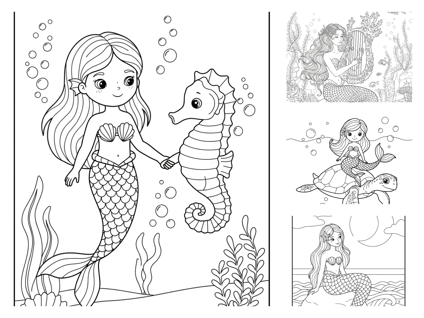 printable mermaid coloring page