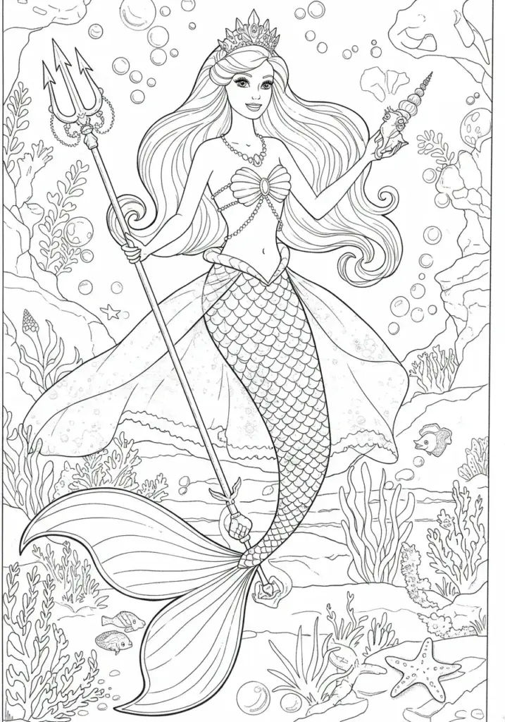 queen calissa barbie mermaid tale coloring page