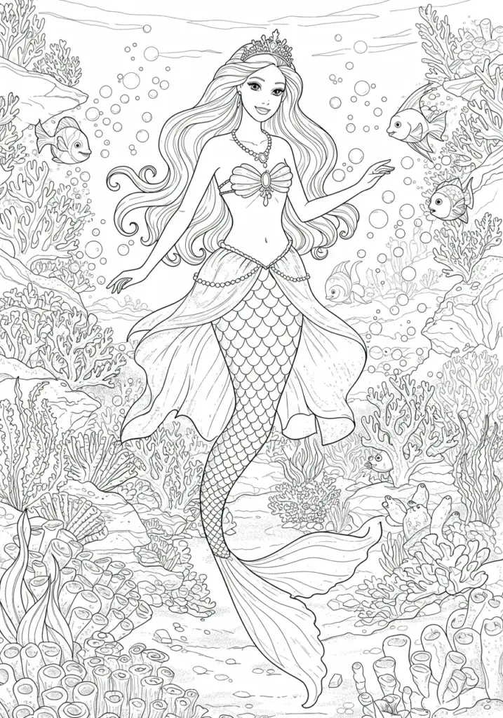 queen calissa barbie mermaid tale coloring page