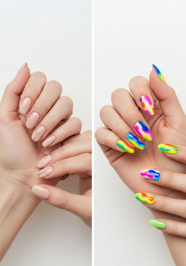 Nude Nail Art vs Bold Nail Designs